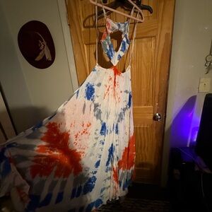 Vibrant Backless Tie-Dye Dress